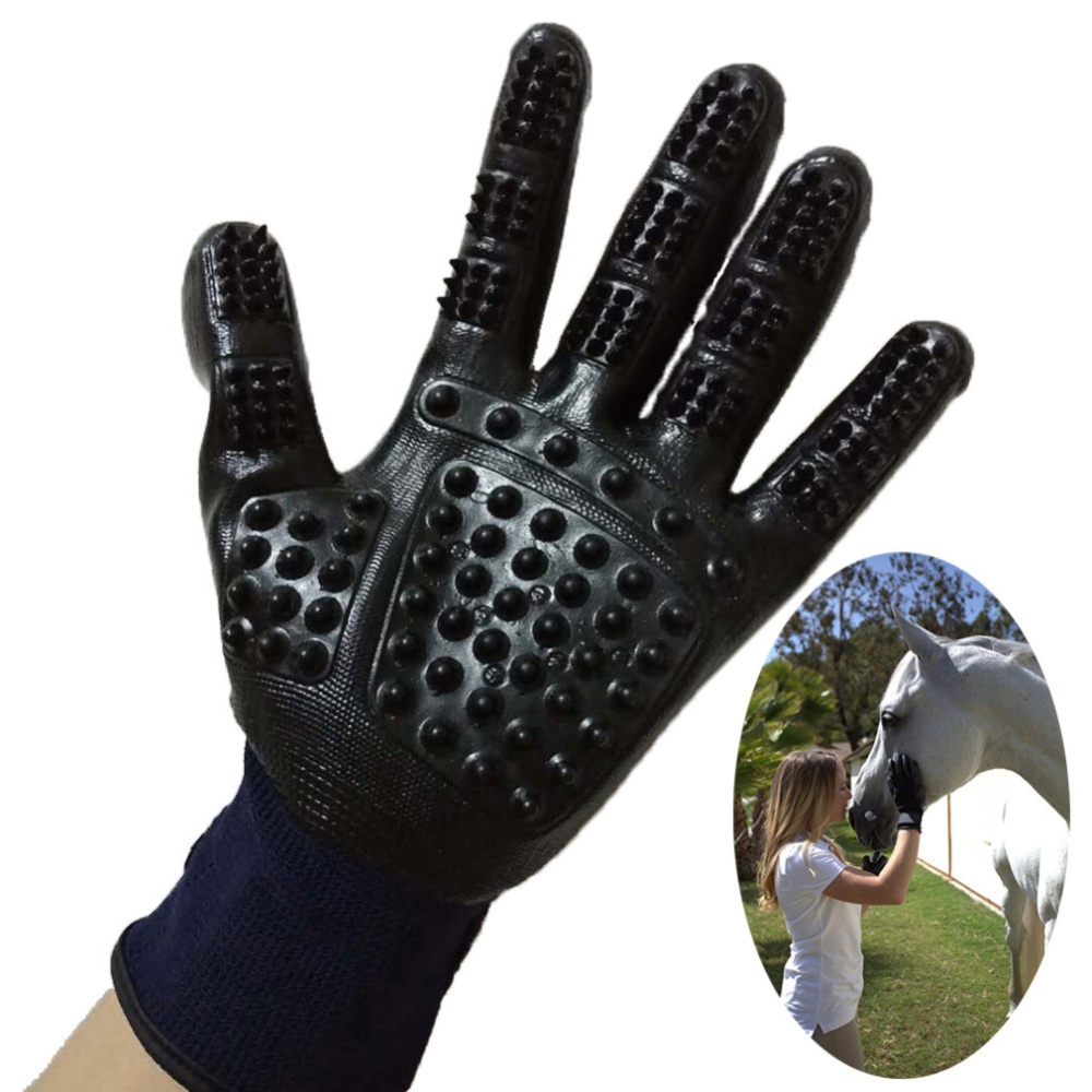 Massage Grooming Glove for Pet Dogs Cats Hair Removing Bathing 10th_black - Image 3