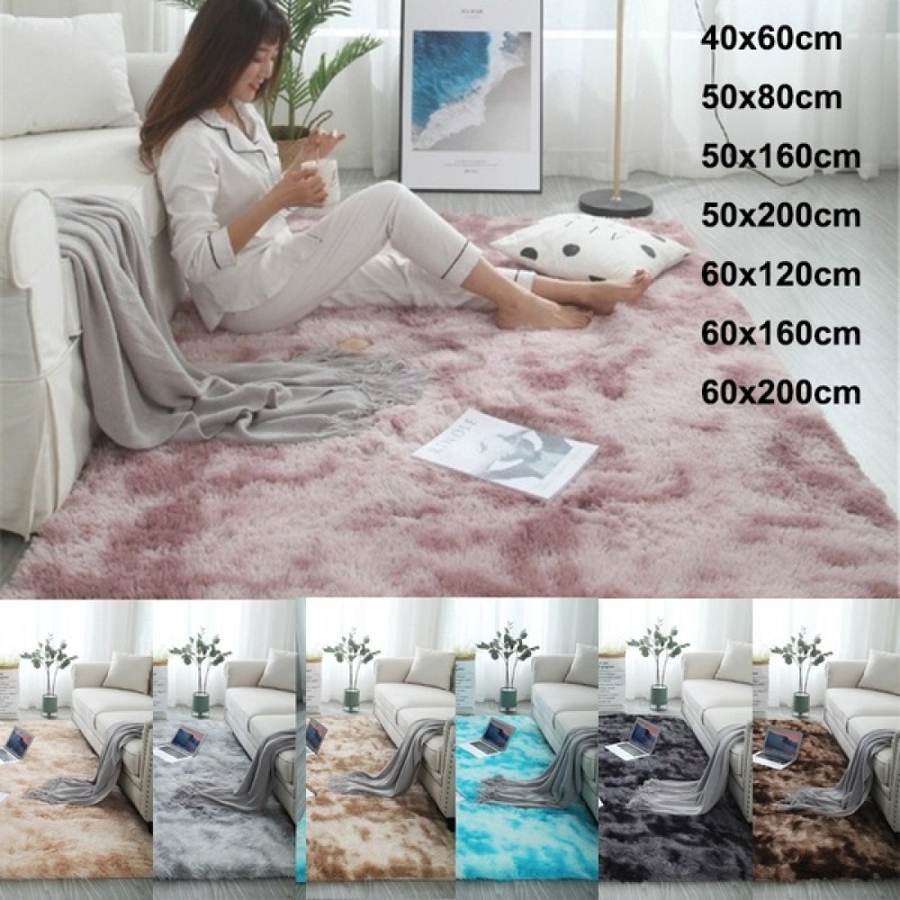 Simple Plush Carpet Bedroom Cute Bedside Blanket Nordic Living Room Sofa Coffee Table Mat Thick Tie-dyed champagne_50*160 cm - Image 3