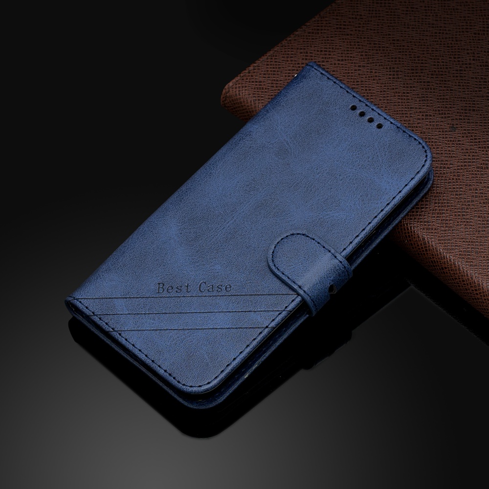 For HUAWEI Y5 2019 Denim Pattern Solid Color Flip Wallet PU Leather Protective Phone Case with Buckle & Bracket blue - Image 2