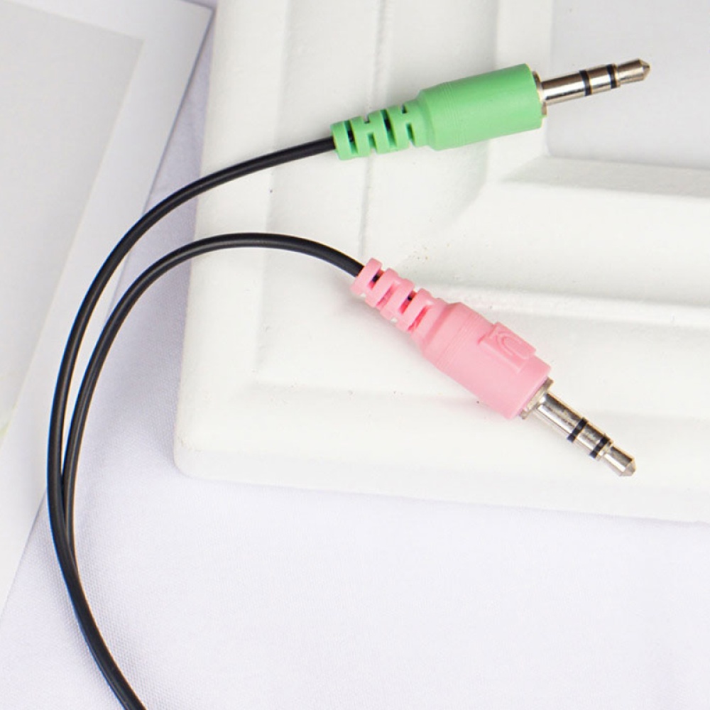 2 In 1 Mobile Phone Computer Headset Adapter Cable Microphone Male And Female 3.5mm Audio Black - Image 3