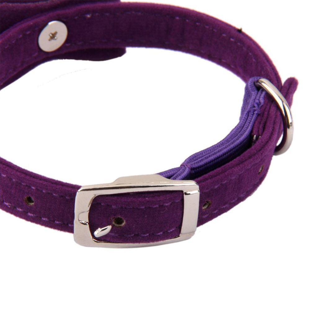 Stylish Cute Pet Dog Cat Bell Bowknot Collar Adjustable Necklace Supplies purple - Image 2