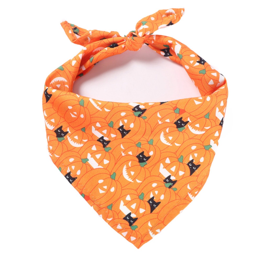 Decorative Scarf Printing Generic Pet Saliva Towel for Dogs and Cats 01 Pumpkin Cat (Single Layer)_Suitable pets with a neck circumference o - Image 2