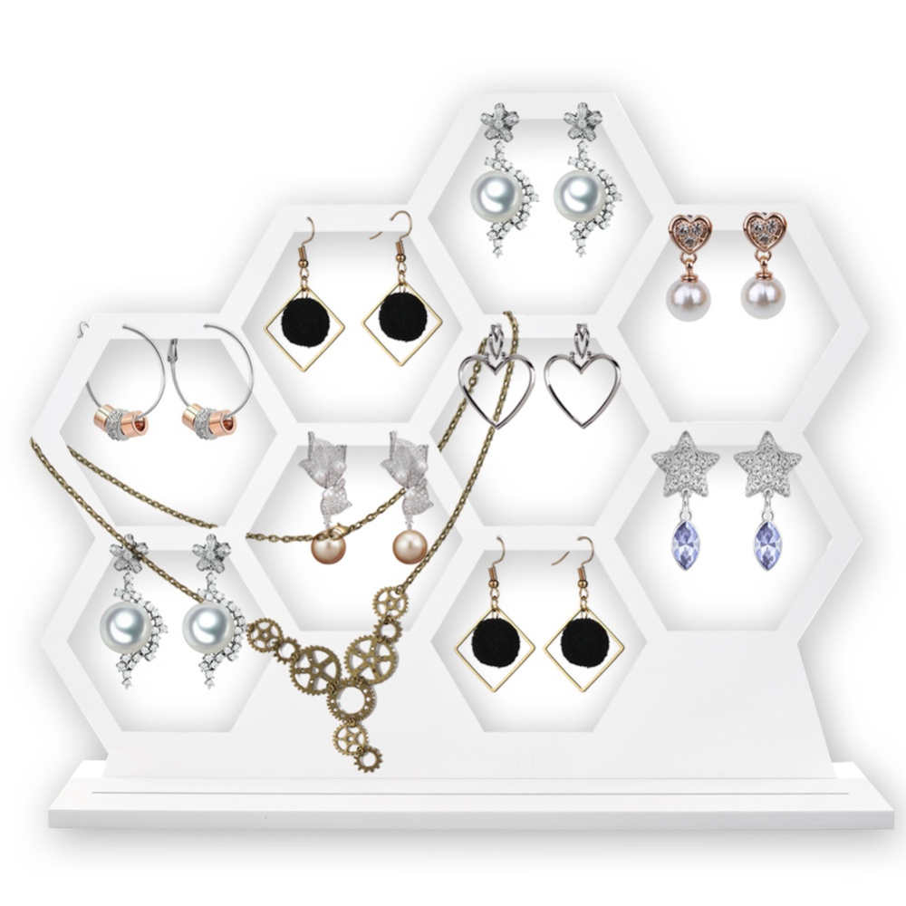 Wooden Display Rack Art Decoration for Jewelry Earrings Crafts Hanging white