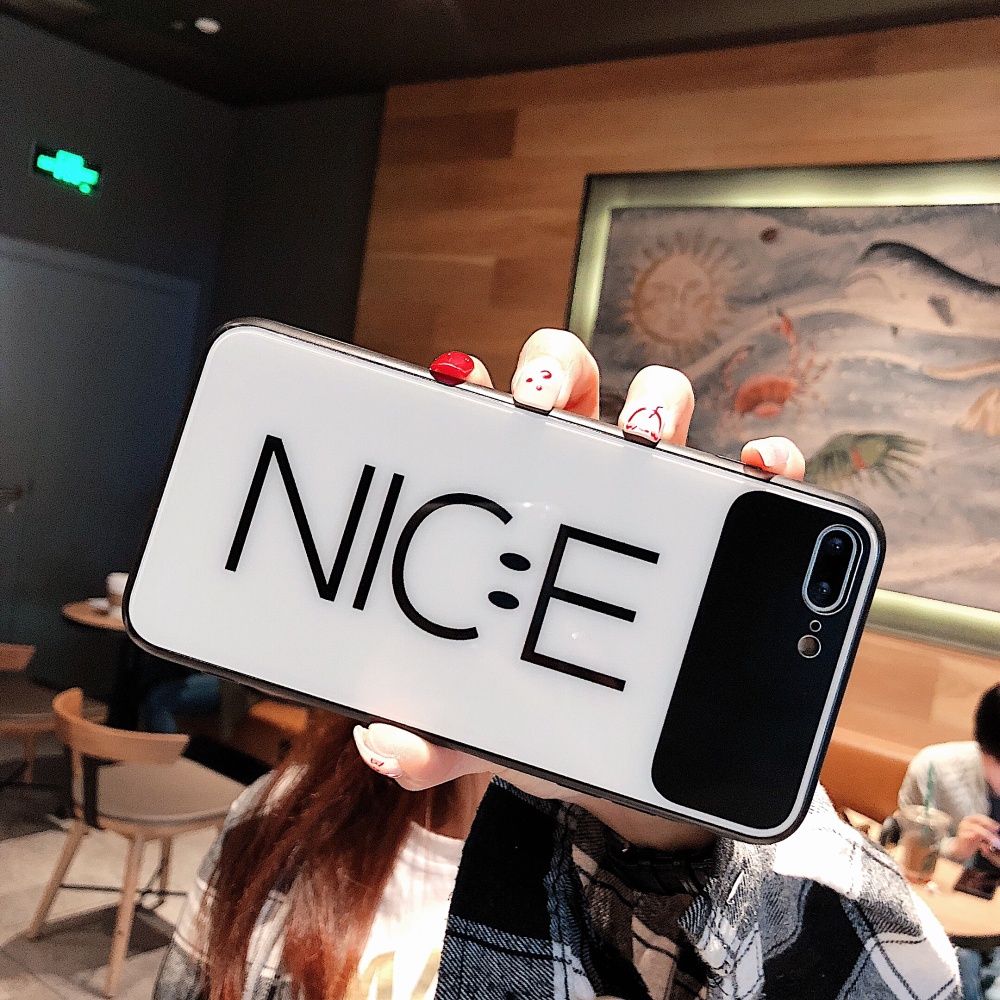 Smiley Face Phone Case for iPhone6/6S, 6/6S PLUS, 7/8, 7/8plus, X/XS, XR, XS MAX Cartoon Chic Mirror Full Protection Anti-falling black - Image 2