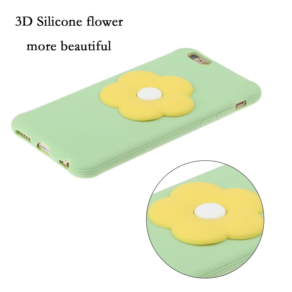 For iPhone 6/6S/6 Plus/6S Plus/7/8/7 Plus/8 Plus Cellphone Cover Moblie Phone Case TPU Shell with Fresh Flower Back Green - Image 2