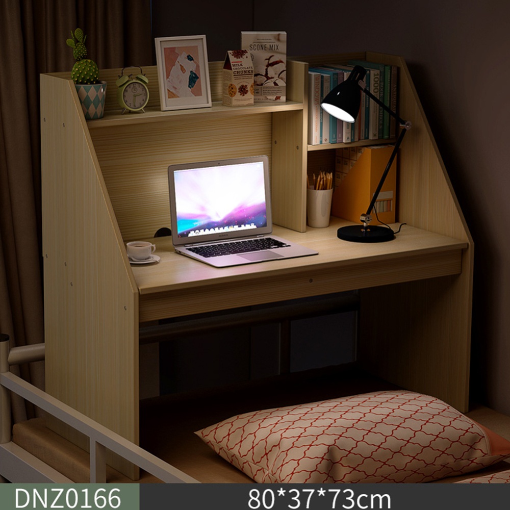 Wooden Computer Table Space Save Hidden Flip Storage Desk for Bed Study Wood color - Image 3