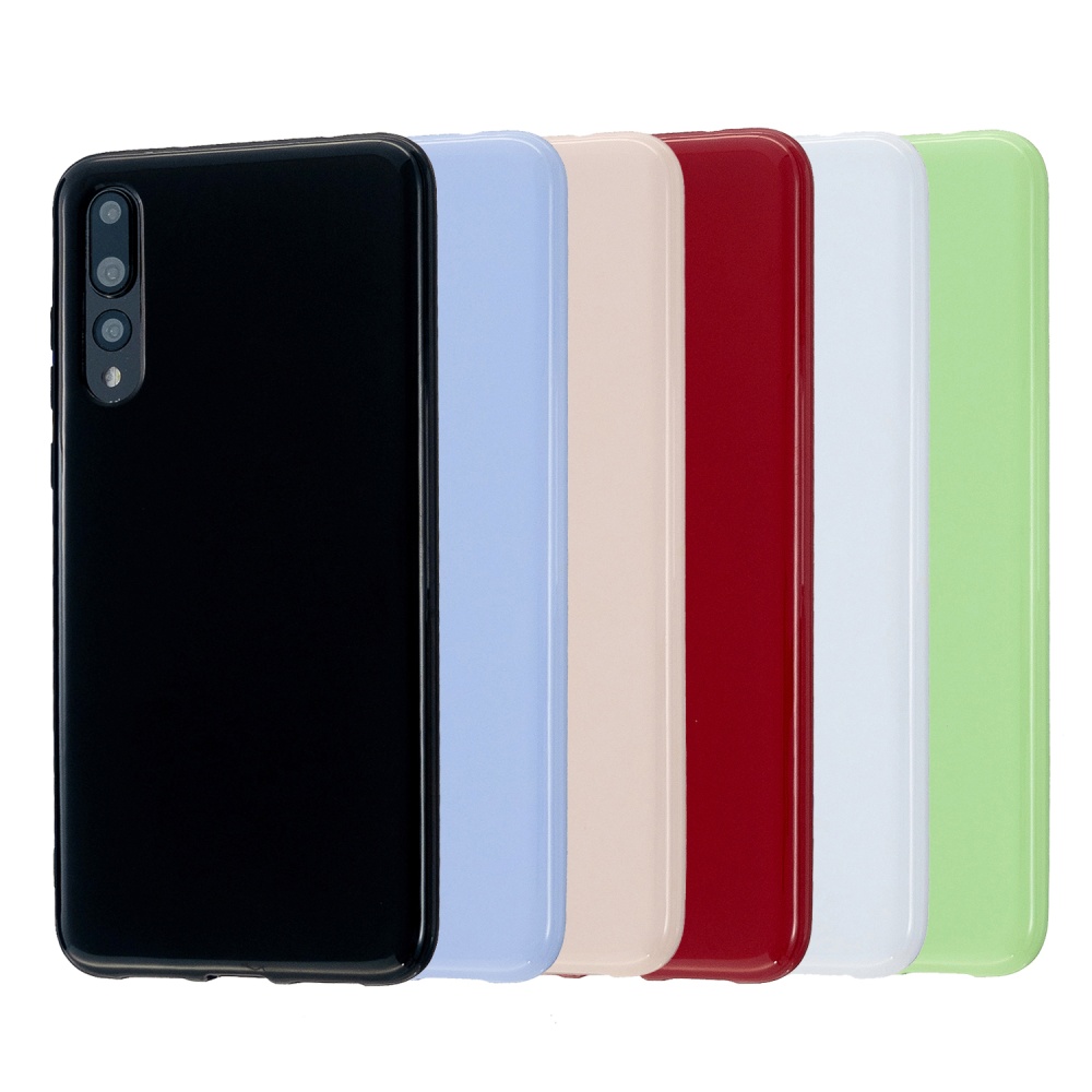 For HUAWEI P20/P20 Lite/P20 Pro Cellphone Case Simple Profile Soft TPU Phone Anti-Slip Smartphone Cover Bright black - Image 2