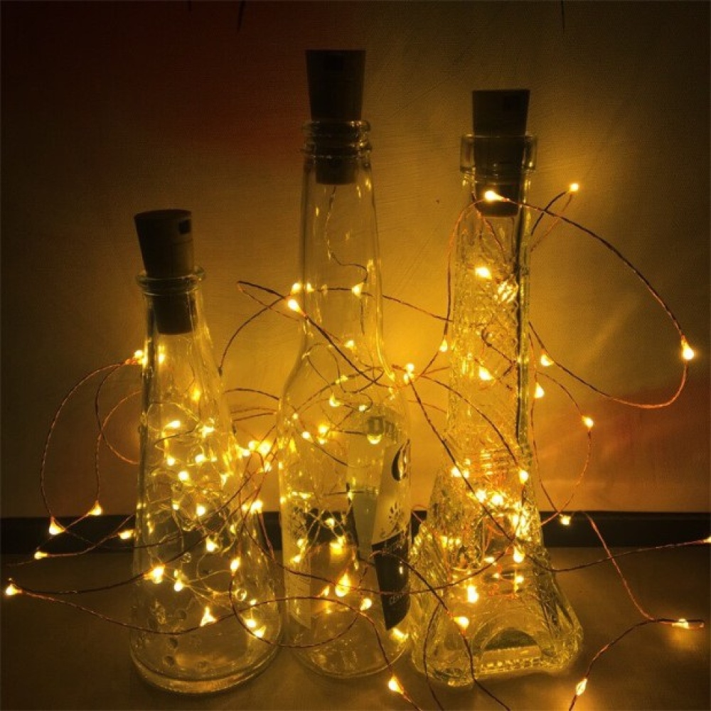 10LED Solar Powered Wine Bottle Cork Shape Night Lights Fairy Lamp String Light - Warm White - Image 2