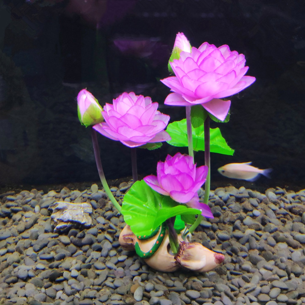 Wine Barrel Lotus Shape Decor Resin Crafts for Fish Bowl Aquarium Accessaries root lotus light purple