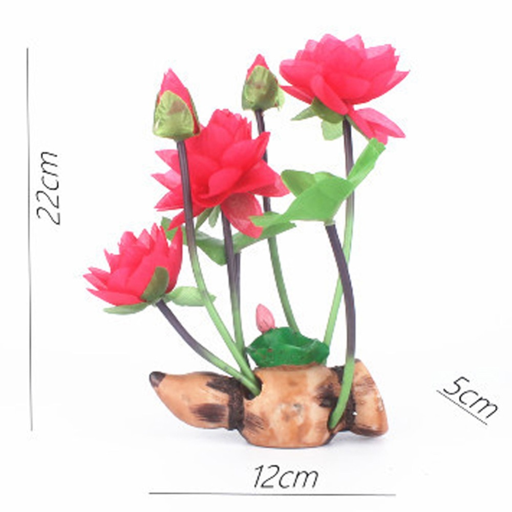 Wine Barrel Lotus Shape Decor Resin Crafts for Fish Bowl Aquarium Accessaries root lotus red