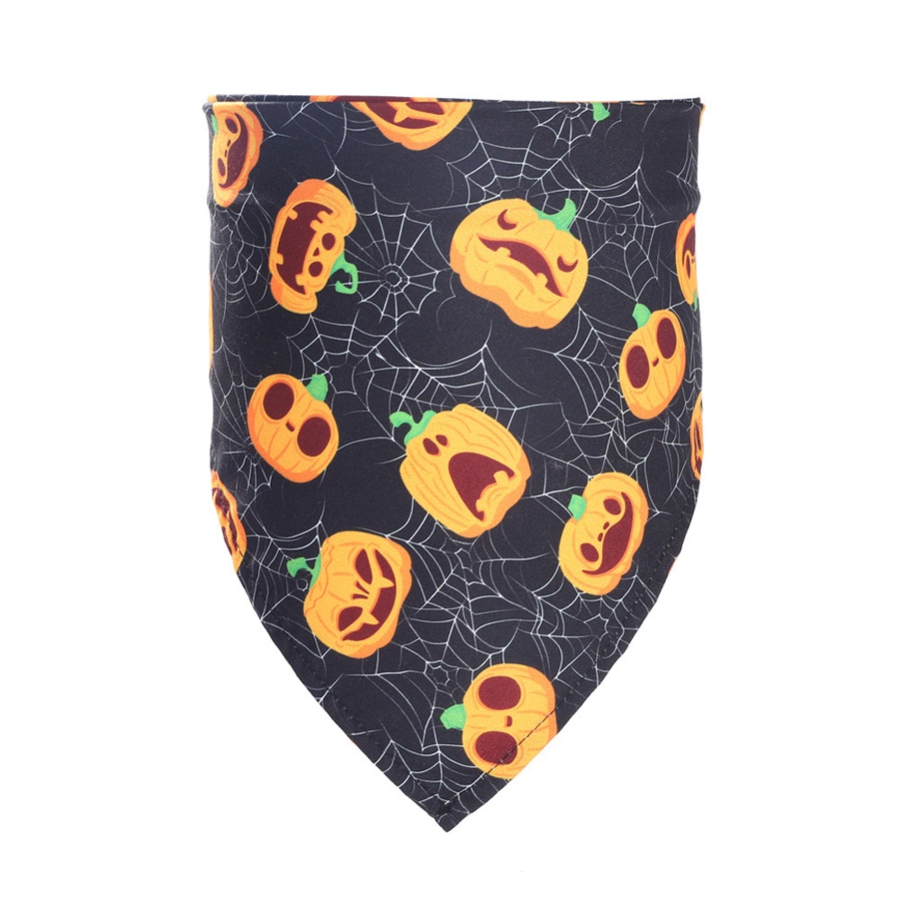 Decorative Scarf Printing Generic Pet Saliva Towel for Dogs and Cats 03 Funny pumpkin with black background(single layer)_Suitable pets a ne - Image 3