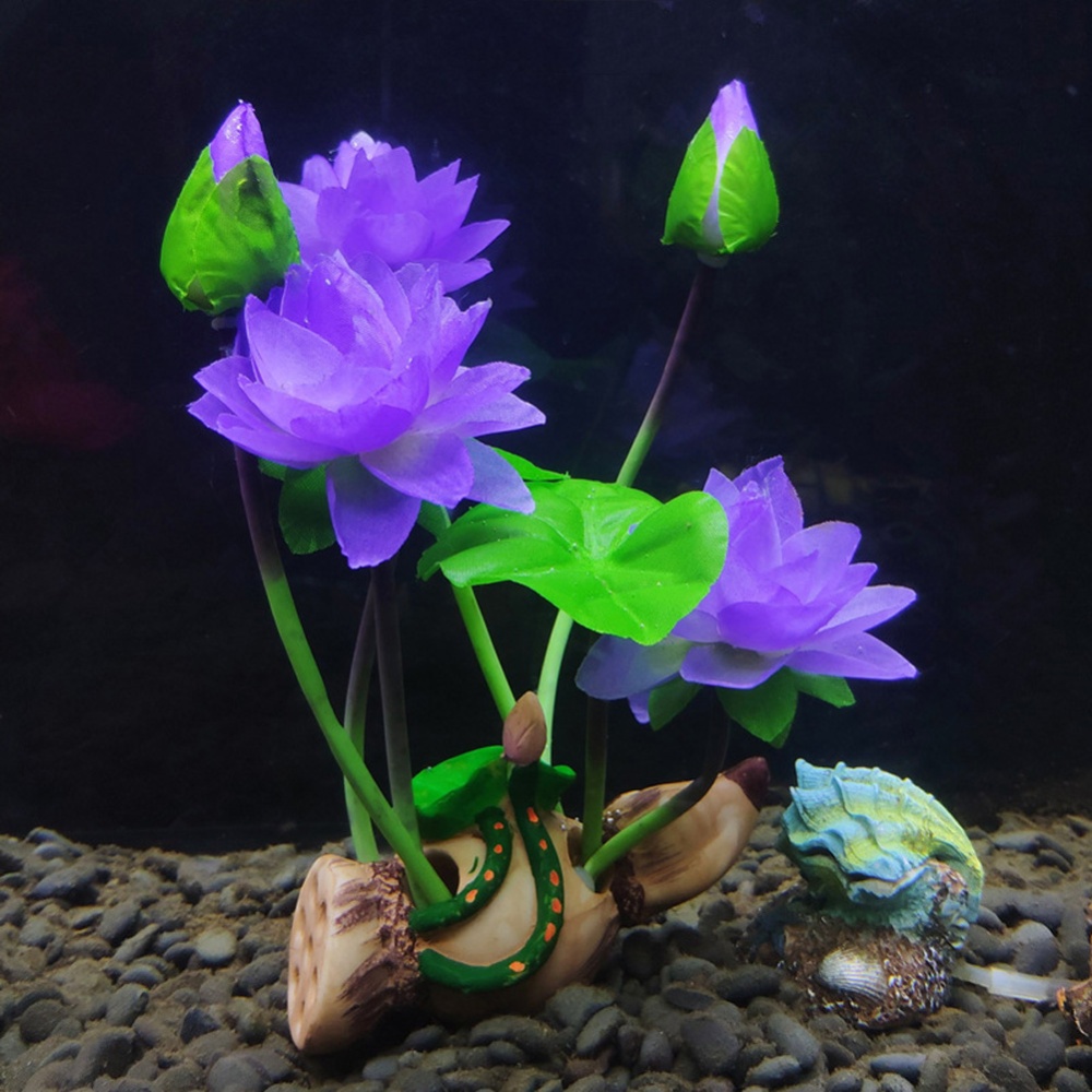 Wine Barrel Lotus Shape Decor Resin Crafts for Fish Bowl Aquarium Accessaries root lotus deep purple