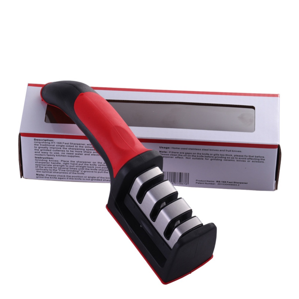 3-in-1 Multifunctional Handheld Kitchen Sharpener Portable Home Knife Fashion Red 01-English Box 02