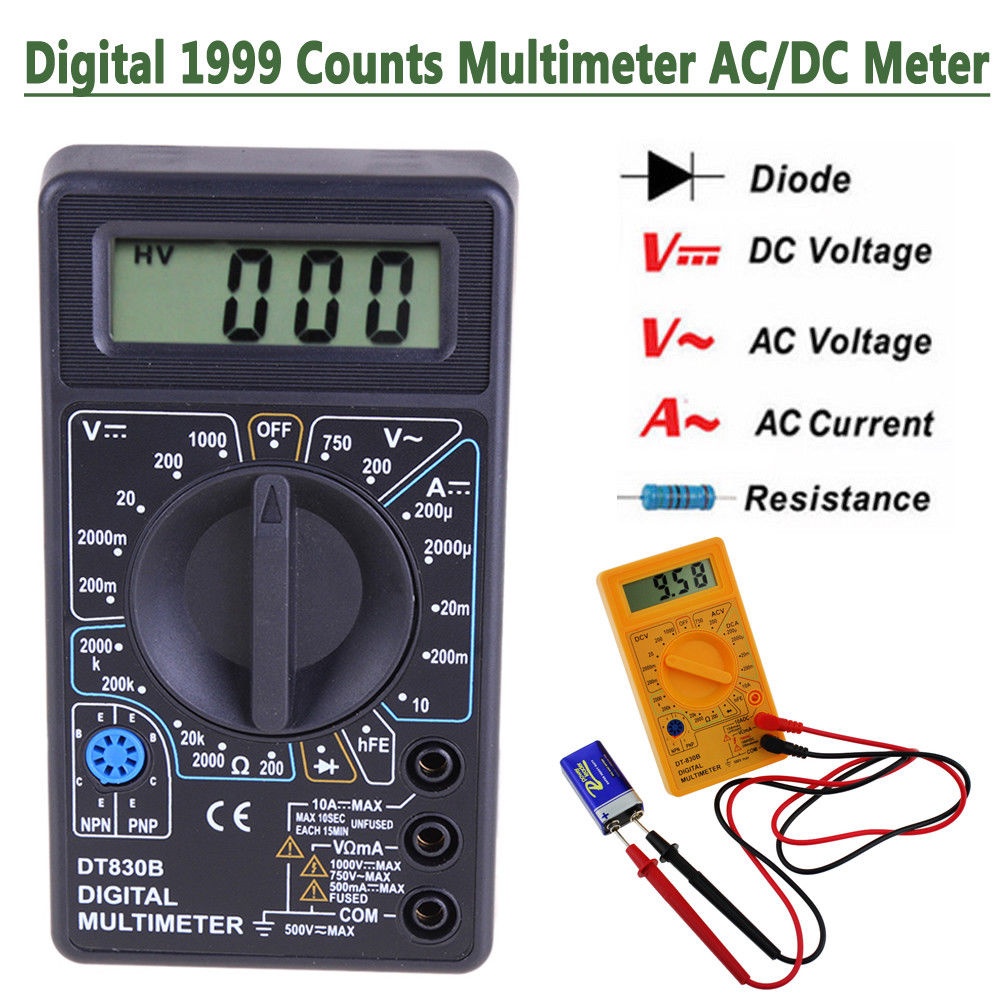 Digital LCD Voltmeter Ammeter Ohmmeter Multimeter Volt AC/DC Meter Tester black - Image 3