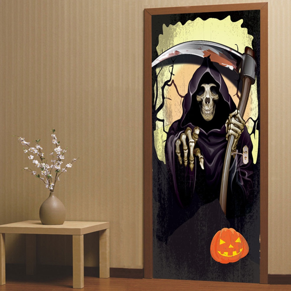 Death Coming Halloween 3d Door Sticker Decor for Wood Home Wall 77*200cm one piece