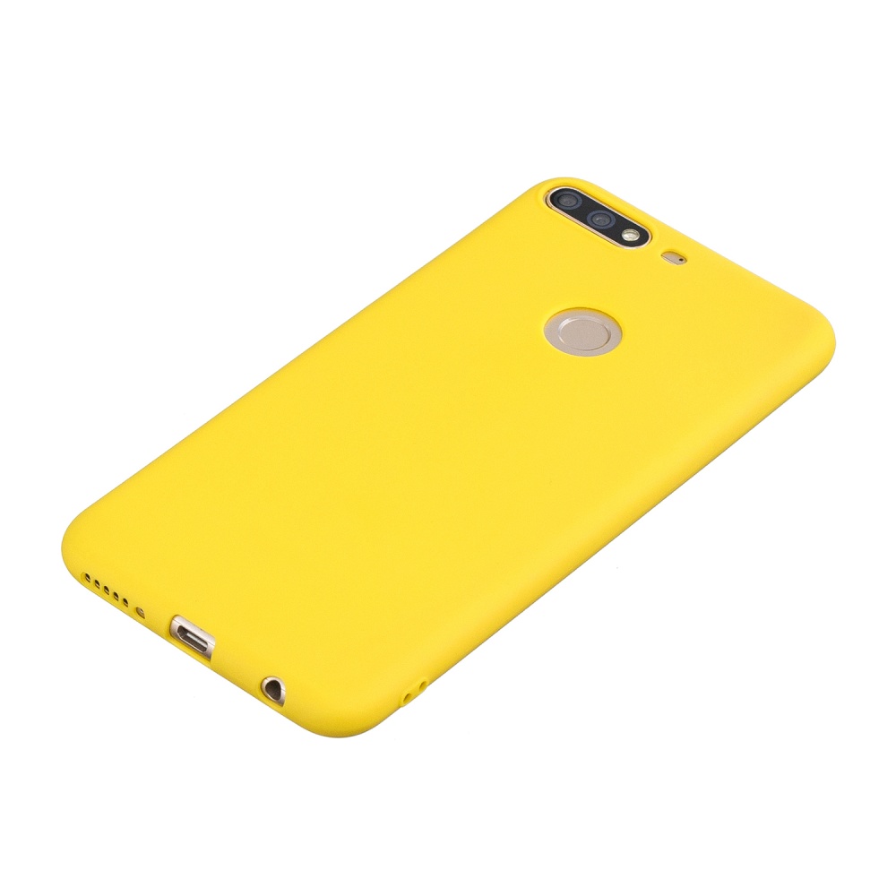 for HUAWEI Y9 2018 Lovely Candy Color Matte TPU Anti-scratch Non-slip Protective Cover Back Case yellow - Image 2