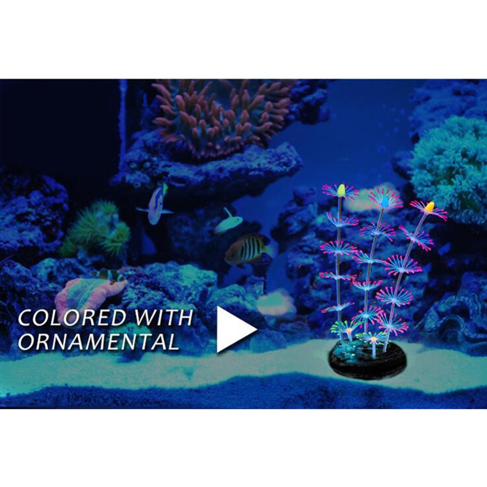 Silicone Simulated Coral Ornaments Aquarium Landscaping Fluorescent Kelp Soft Decoration SH-008 green - Image 3