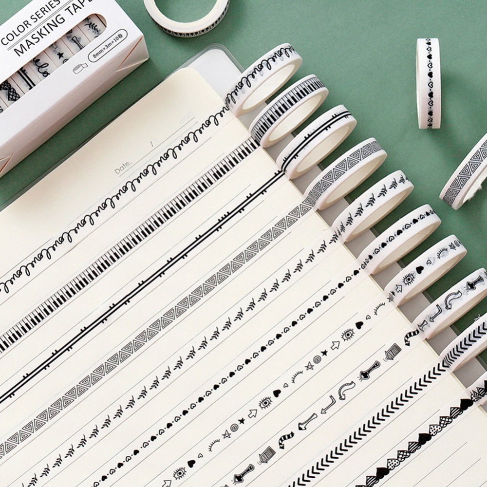 8MM DIY Sticker Type Dividing Line Diary Planner Scrapbook Label Masking Tape 4#