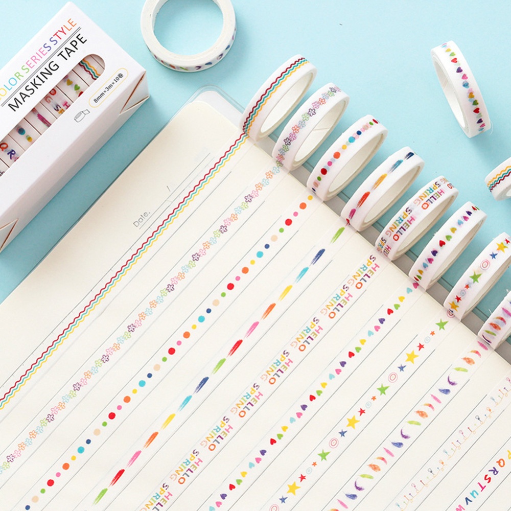 8MM DIY Sticker Type Dividing Line Diary Planner Scrapbook Label Masking Tape 1#