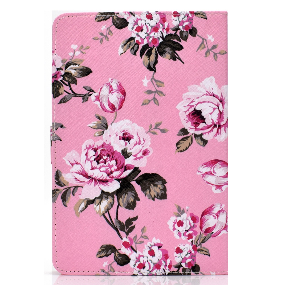 Universal 10Inches Laptop Protective Case with Front Snap Cute Cartoon Color Painted PU Cover Pink flower - Image 2