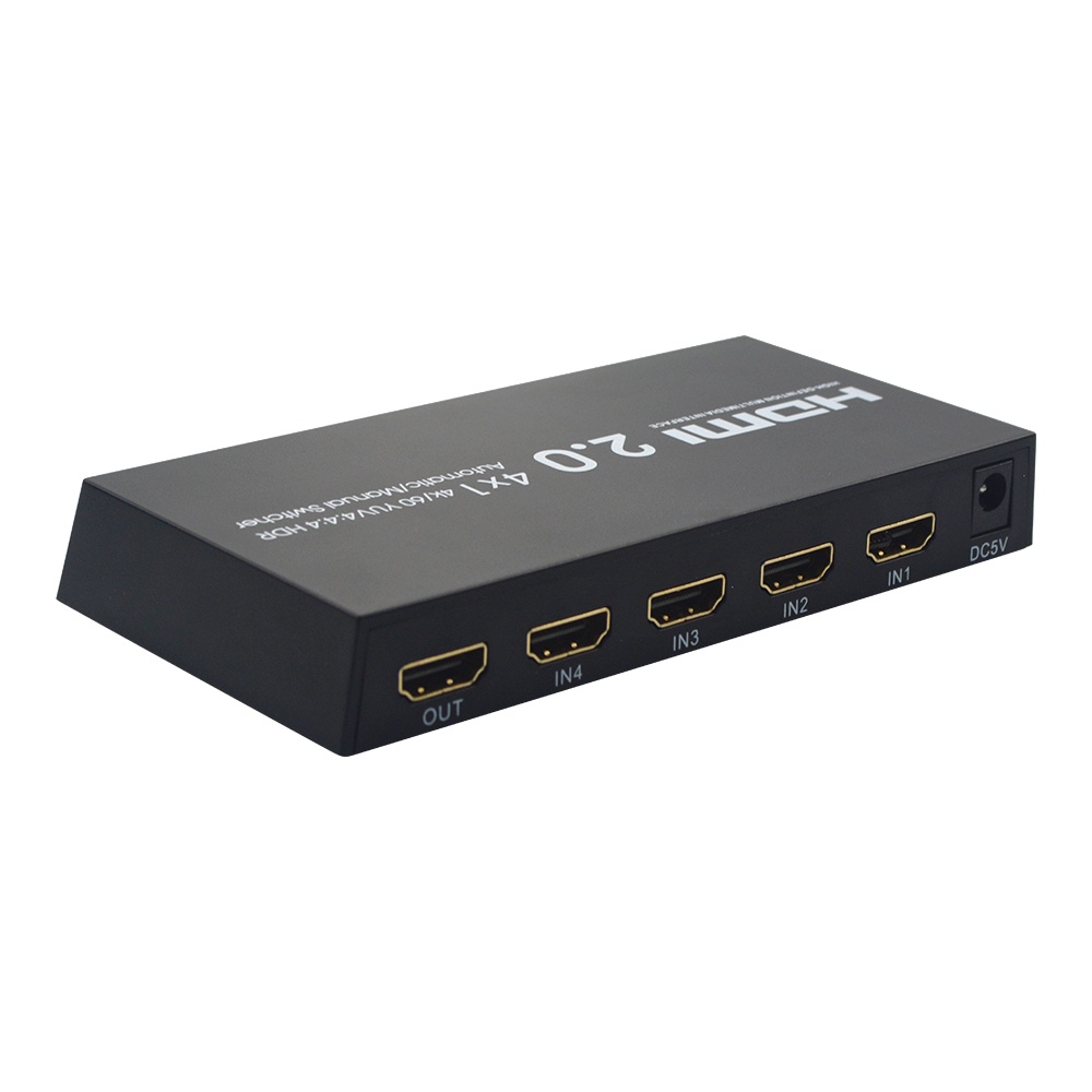 4K HDMI 2.0 Manual / Automatic Adapter 4 Input 1 Output Converter Audio Video Synchronization black - Image 2