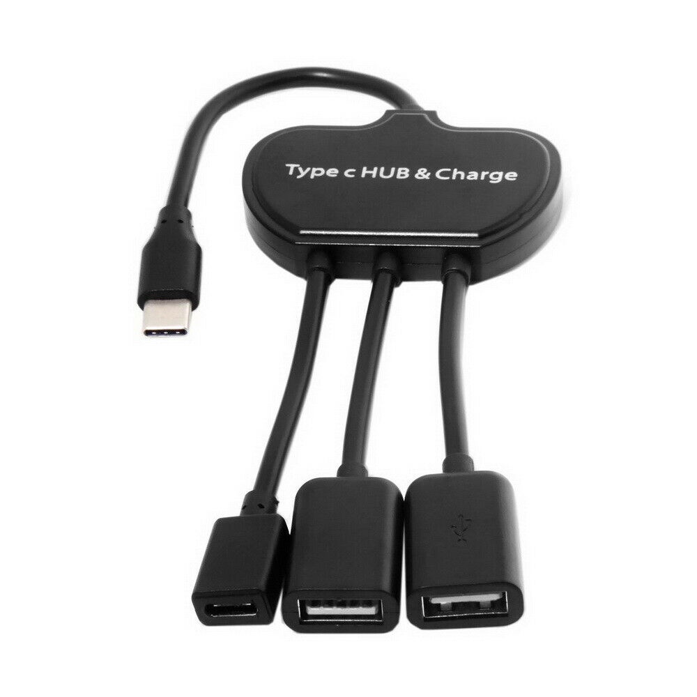 UC-123 Type-C to Dual Ports USB2.0 HUB Adapter Charging USB-C for Mobile Phone Laptop black - Image 2