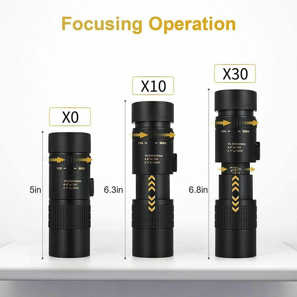 Portable Monocular Telescope Super Telephoto Zoom 10-300X40mm Tripod Clip Night Vision telescope - Image 2