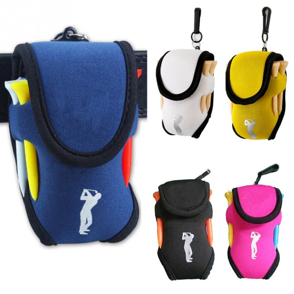 Small Golf Ball Bag Mini Waist Pack 2 + 4 Tee Neoprene Holder for Outdoor Training Balls Tees Pouch white - Image 3