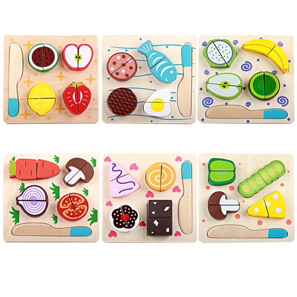 Wooden Plane Cutting Borad For Vegetables Fruits Magic Sticker Early Education 3d Puzzle Beads Play House Toy Onion - Image 3