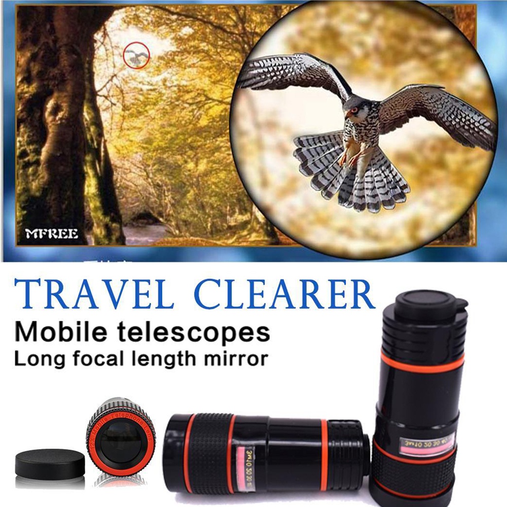 Universal Mobile Phone Lens Clip 8x Optical Zoom Telescope HD Smartphone Camera black - Image 3