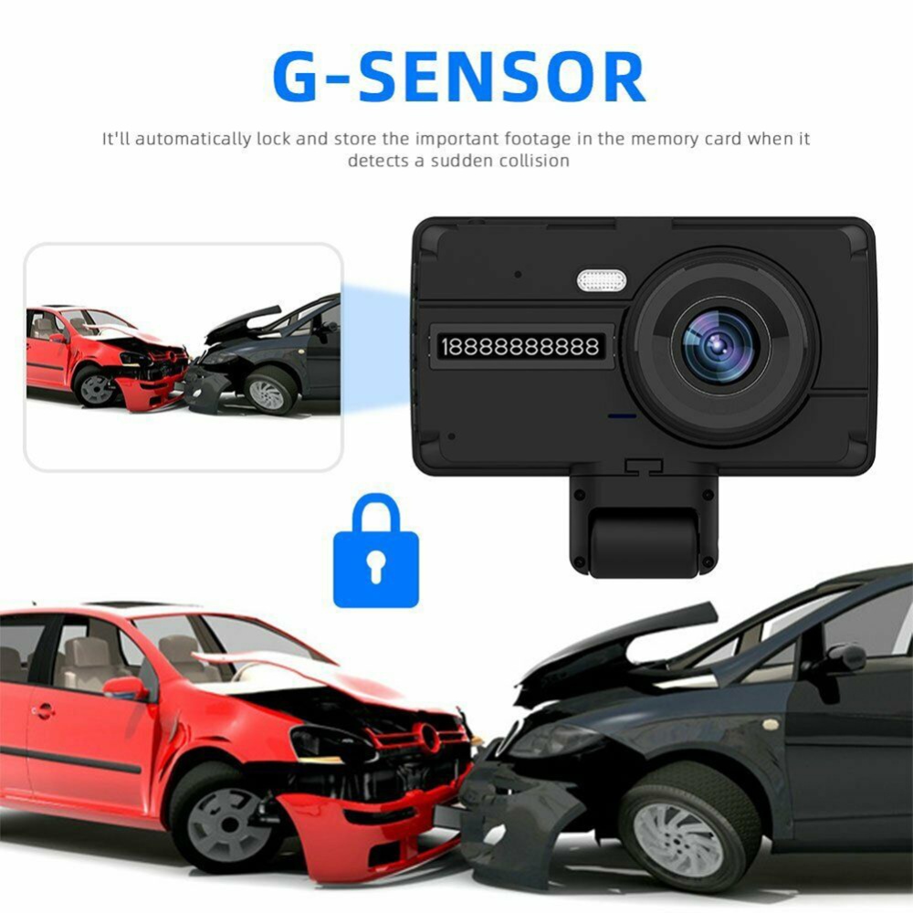 Dual Lens Car Dvr Dash Cam Video Recorder G-sensor HD 1080P Night Vision Parking Monitor Black - Image 3