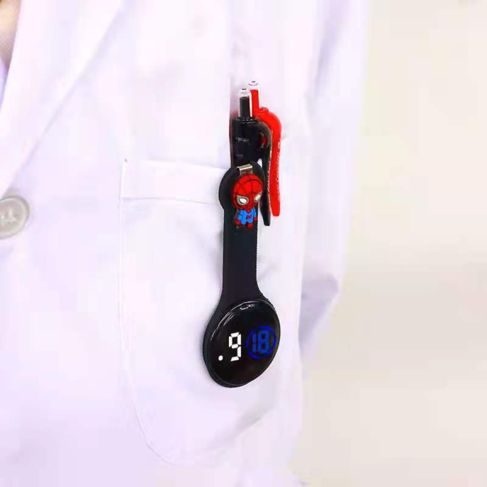 Nurse Watch Led Display Luminous Cute Cartoon Doll Clip On For Men Women Student black J - Image 2