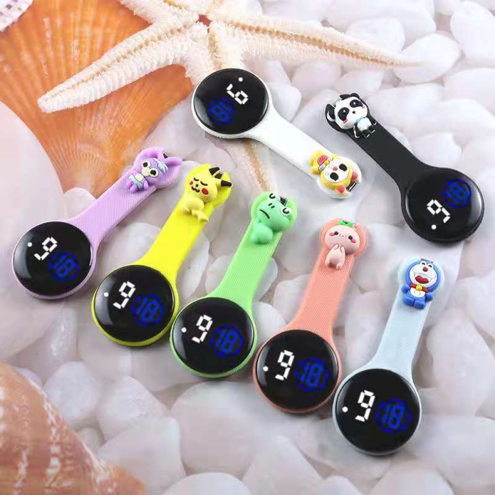 Nurse Watch Led Display Luminous Cute Cartoon Doll Clip On For Men Women Student black J - Image 3