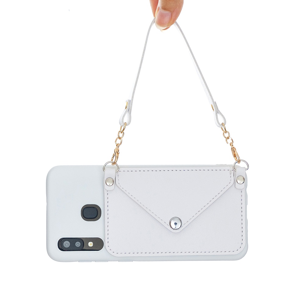 For HUAWEI Y5 2018/2019/Y6 2019/Y7 2019/PSMART Z/Y9 2019 Mobile Phone Cover with Pu Card Holder + Hand Rope Straddle white - Image 3