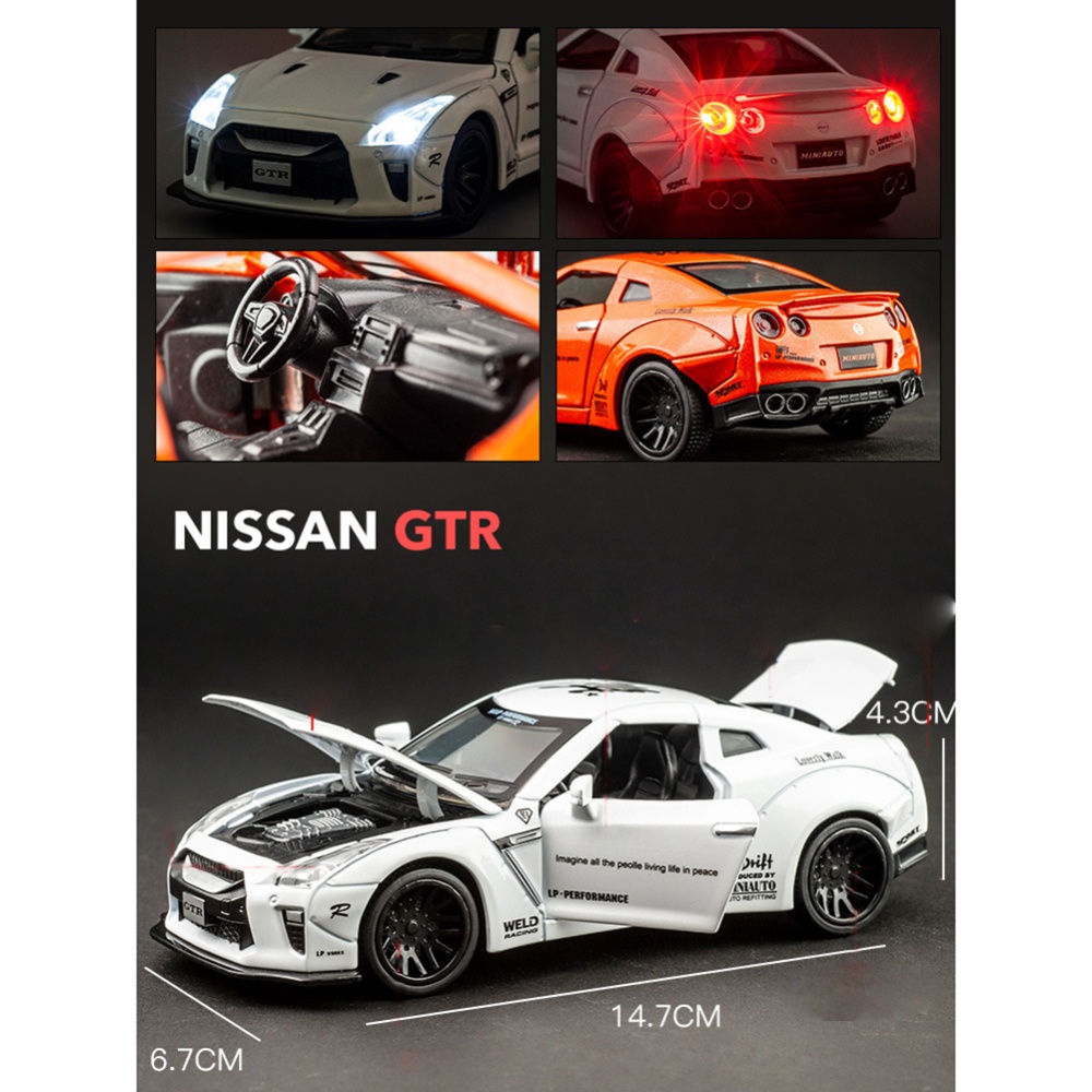 Simulation Car Model Ornaments Compatible for GTR Sports Alloy Toys modified version red - Image 3