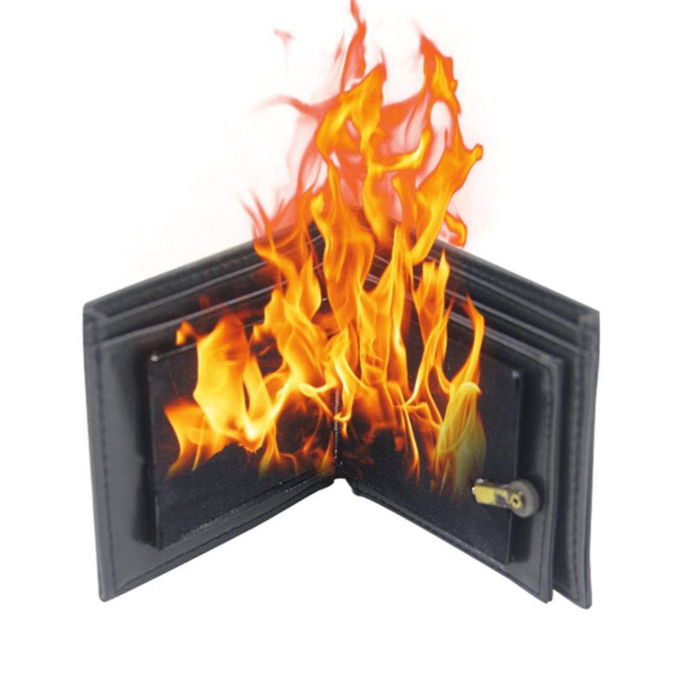 Novelty Magic Trick Flame Fire Wallet Magician Stage Street Show Bifold black - Image 3