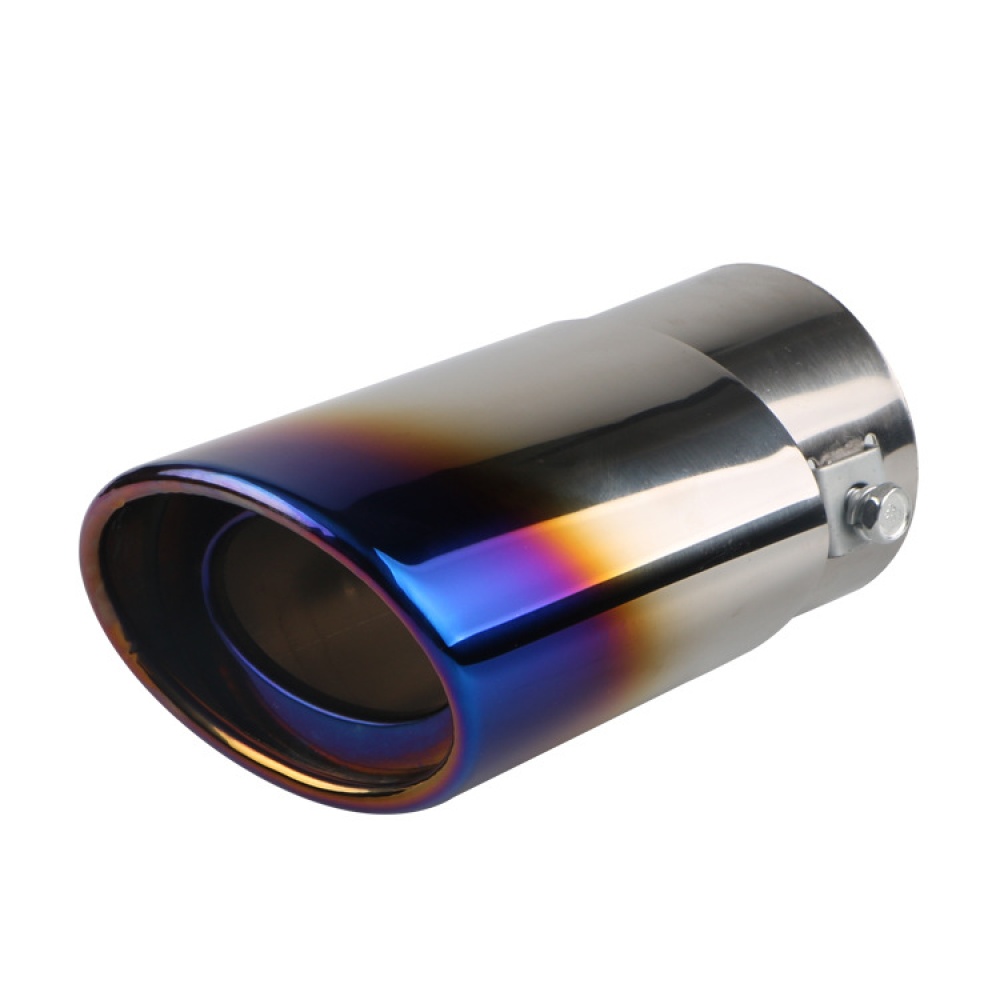 Universal Car Exhaust Pipe Round Stainless Steel Tail Rear Chrome Muffler Tip Single tube roasted blue straight - Image 2