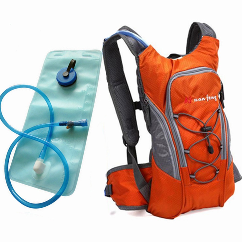 Riding Water Bag Backpack Bicycle 5L Sports Outdoor Cilmbing Travel Shoulders 2 liter water bag + backpack orange - Image 3