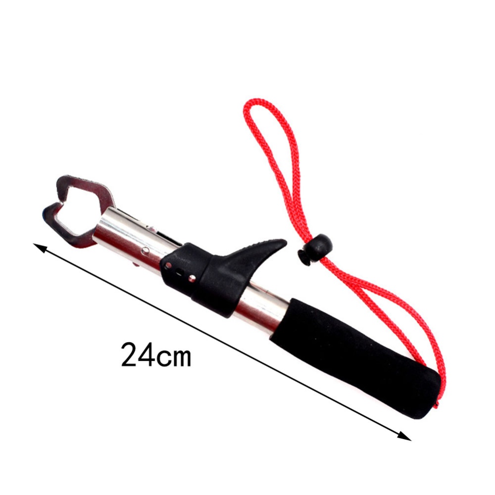 Stainless Steel fish Gripper Fish Lip Control with Weight Scale Ruler Fishing Tool Carp Clamp Clip Tackles Red rope T control device - Image 3