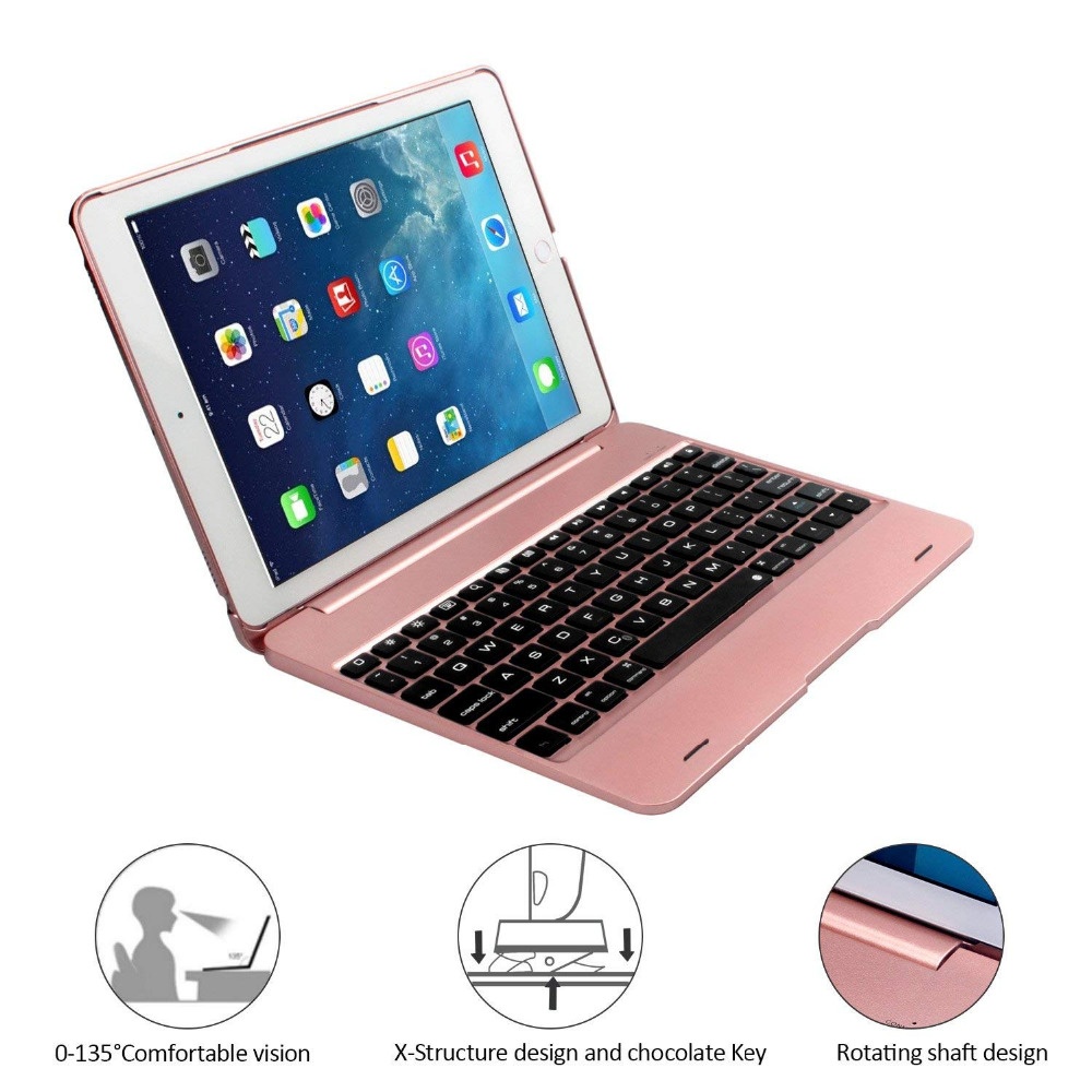 For ipad/ air1/2 pro 9.7 Tablet PC Slim Wireless Bluetooth Keyboard Gold - Image 2