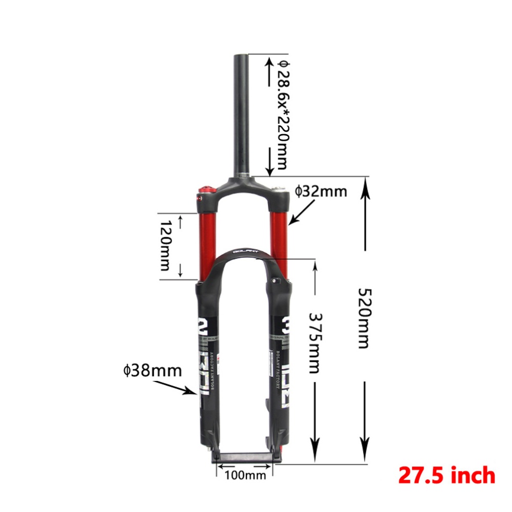 BOLANY Mountain Biycle Front Fork MTB Suspension Air 26 inches 27.5 red inner tube_27.5 inch - Image 2