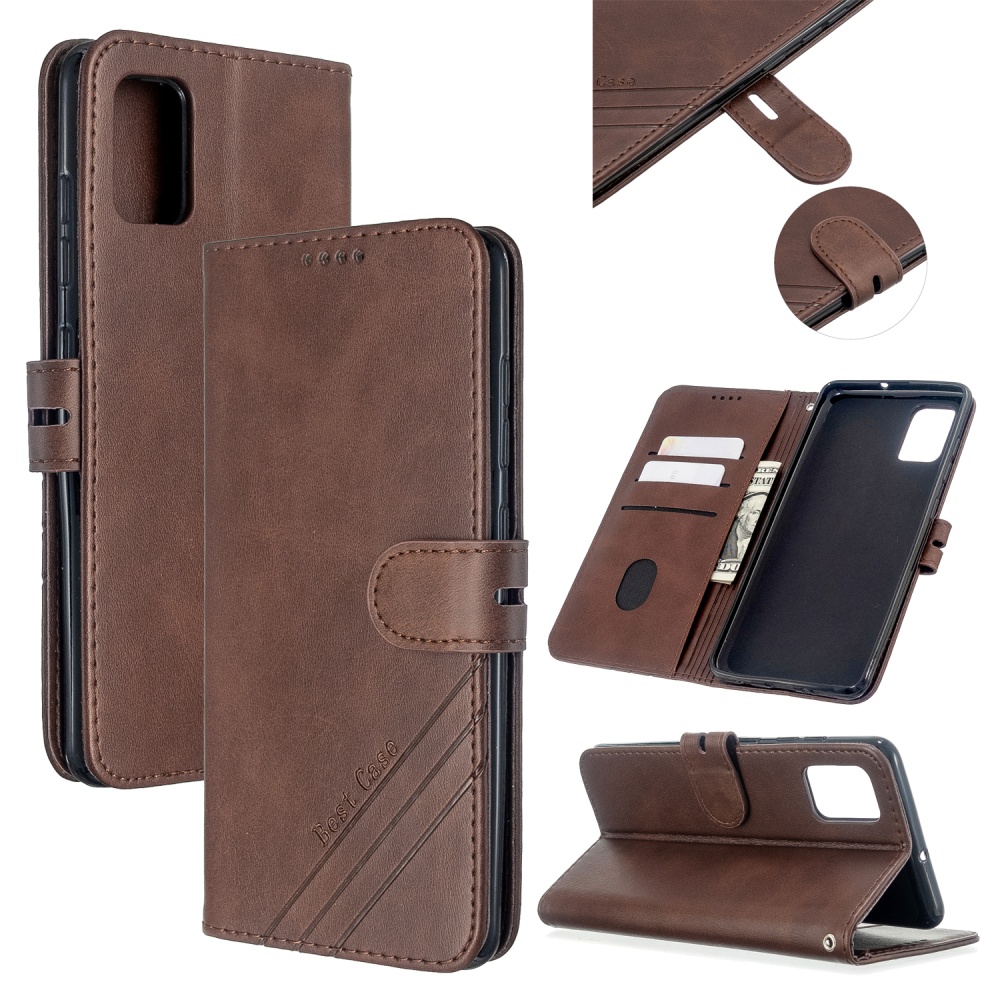 For Samsung A51/A71/M30S Case Soft Leather Cover with Denim Texture Precise Cutouts Wallet Design Buckle Closure Smartphone Shell black - Image 3