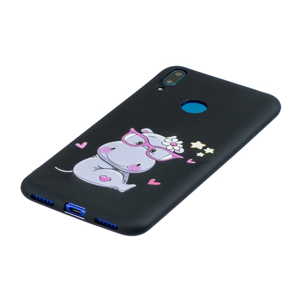 For HUAWEI Y7 2019 Cute Coloured Painted TPU Anti-scratch Non-slip Protective Cover Back Case with Lanyard white - Image 3