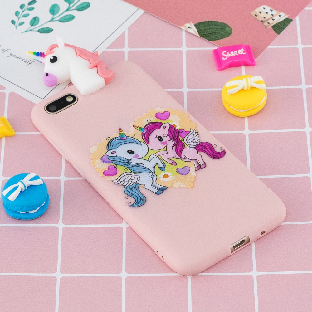 For HUAWEI Y5 2018 3D Cute Coloured Painted Animal TPU Anti-scratch Non-slip Protective Cover Back Case Light pink - Image 3