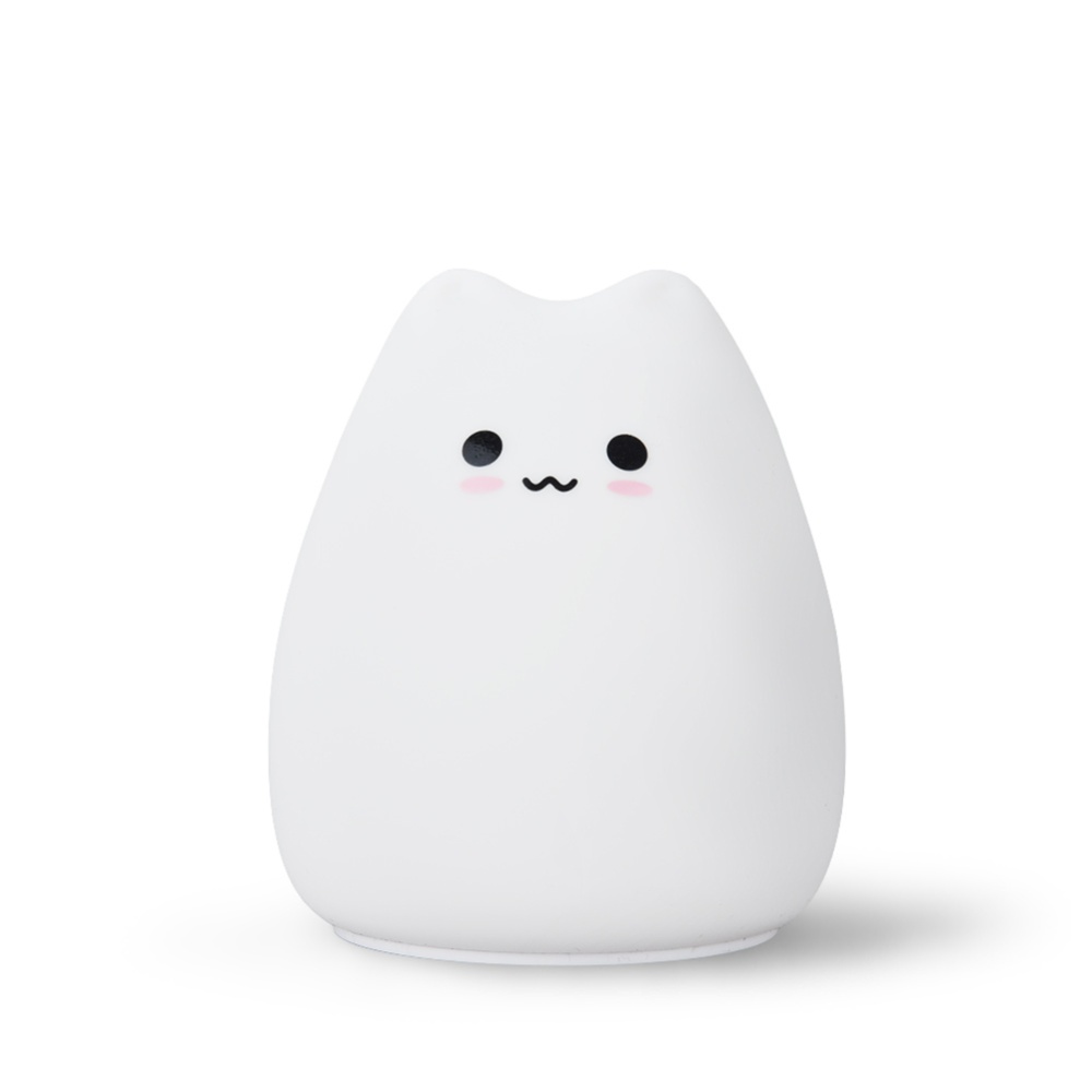 Mini Cute Cartoon Cat Shaped Pat Light Lamp Soft Silicone Nightlight for Kids Room Decor