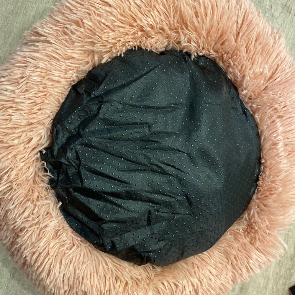 Cat Bed Dog Kennel Anti-anxiety Round Donut Cuddler Winter Warming Soft Cushion Pet Supplies black Outer diameter 70cm - Image 3