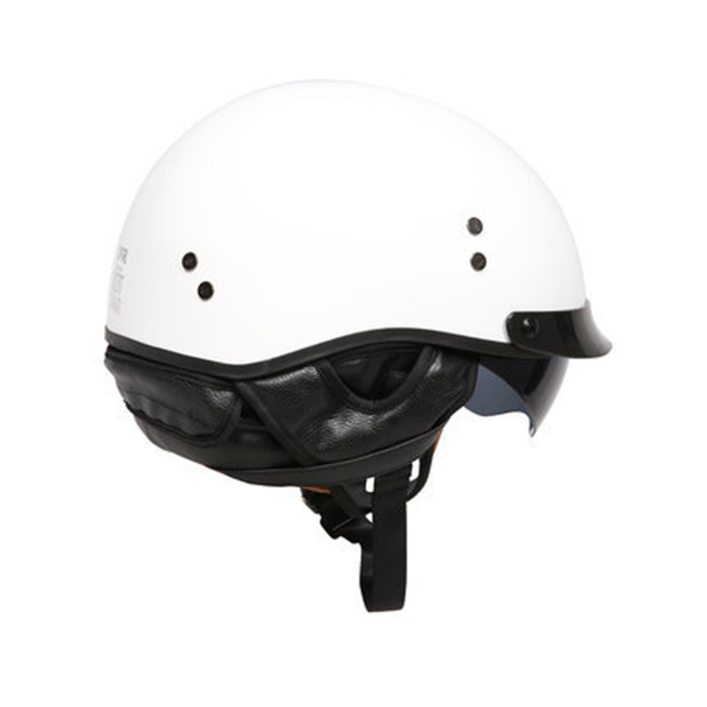 Retro Helemt Half Face Motorcylce Hat FRP Prince Helmet Bright white XL - Image 3