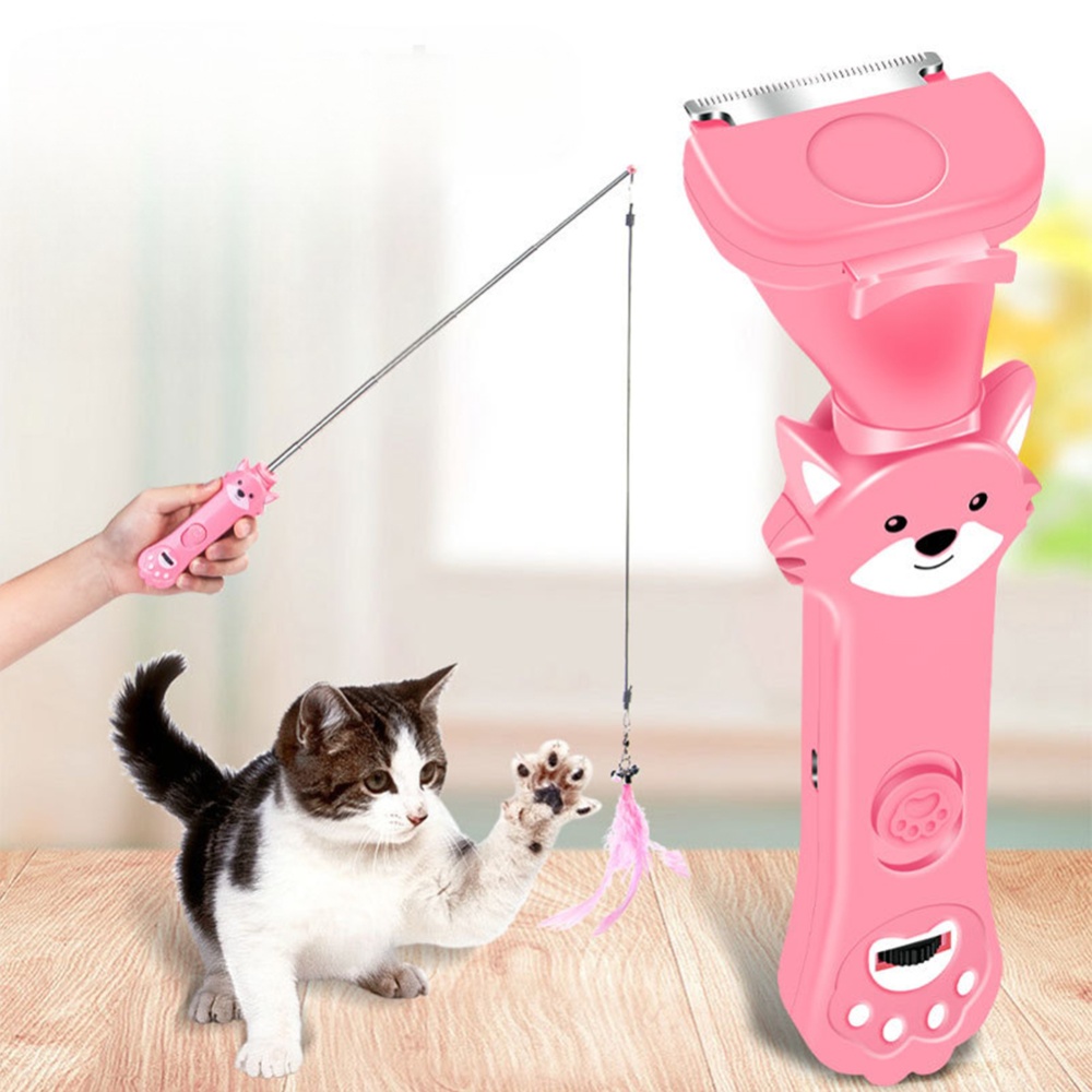 Cat Teaser Stick 5 Pattern Usb Rechargeable Infrared Light Multifunctional Pet Comb Training Supplies Pink Two in one - Image 3