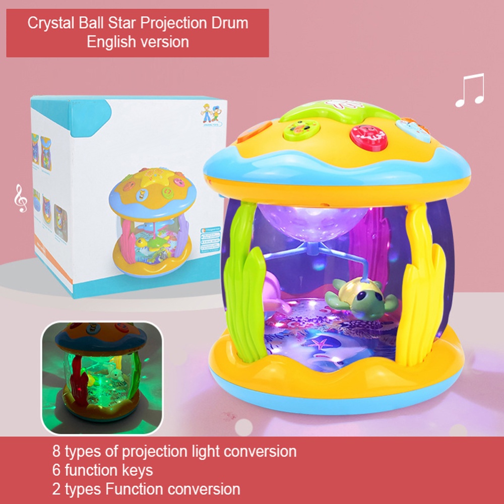 Baby Projection Ocean Drum With Music Light Sensory Toys Early Educational Musical For Boys Girls Random Color light - Image 2