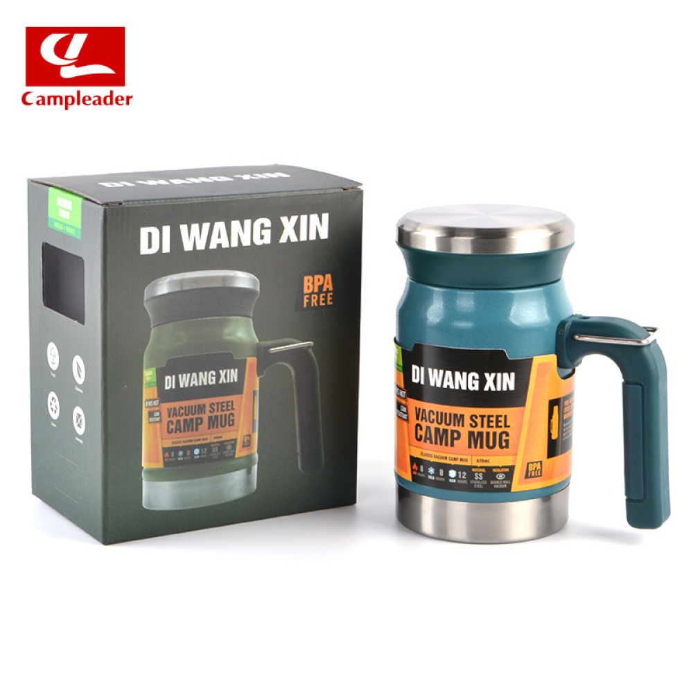 Outdoors Stainless Steel Vacuum Cup Tea Office Double Layers Filter Mug with Handle Lake Blue - Image 3